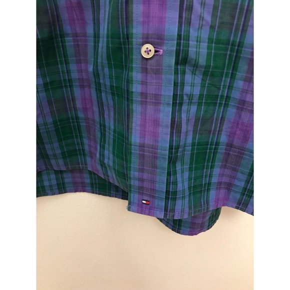 Vintage Tommy Hilfiger Mens L Plaid Dress Shirt *3 - Picture 2 of 5